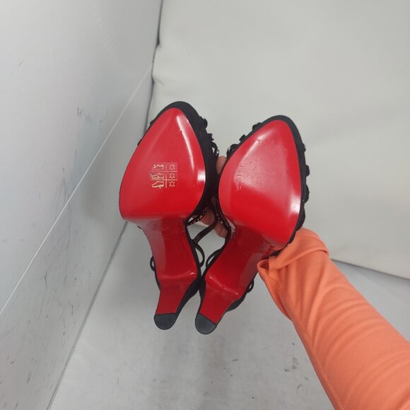 Christian Louboutin Black Suede VEGASTRASSIMA ALTA Crystal Platform Sandal - Picture 2 of 13